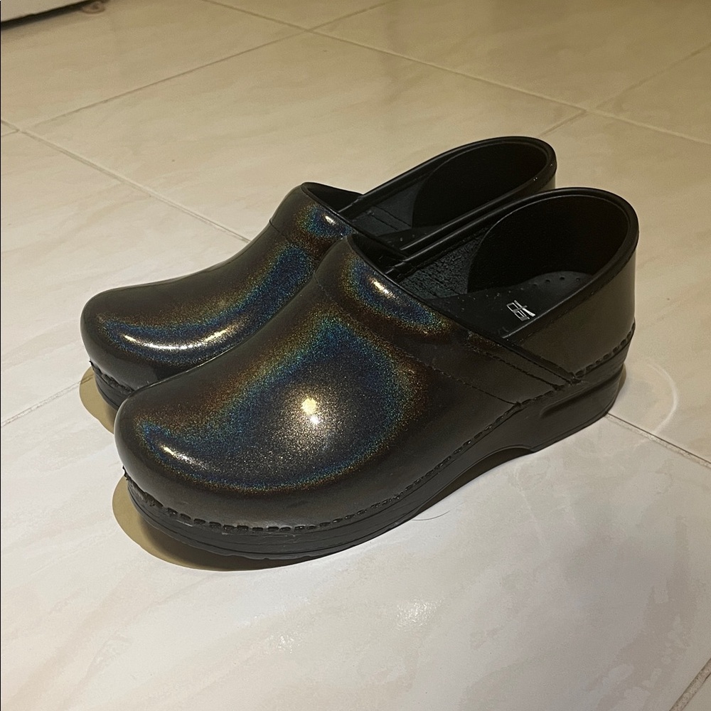 Dansko Iridescent Black Platform Dress Shoes
